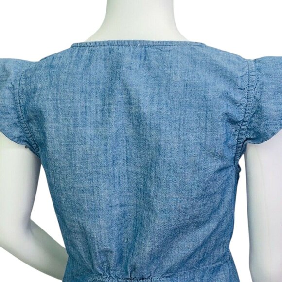 J by J.Crew Womens Chambray Wrap Style Top Size 4 Blue Cotton Flutter Sleeve - Picture 7 of 10